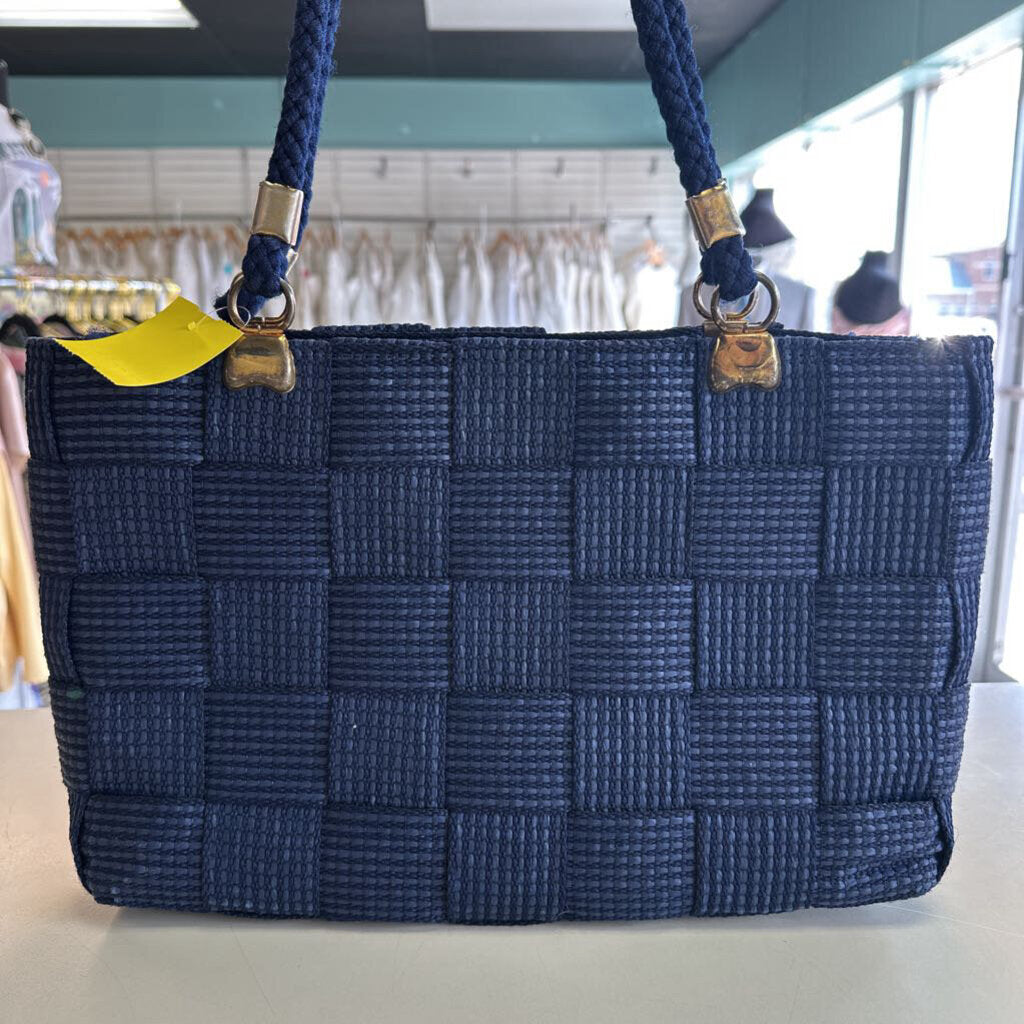 Vintage Creazioni Alma Navy Woven Purse