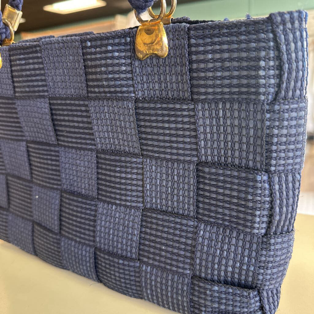 Vintage Creazioni Alma Navy Woven Purse