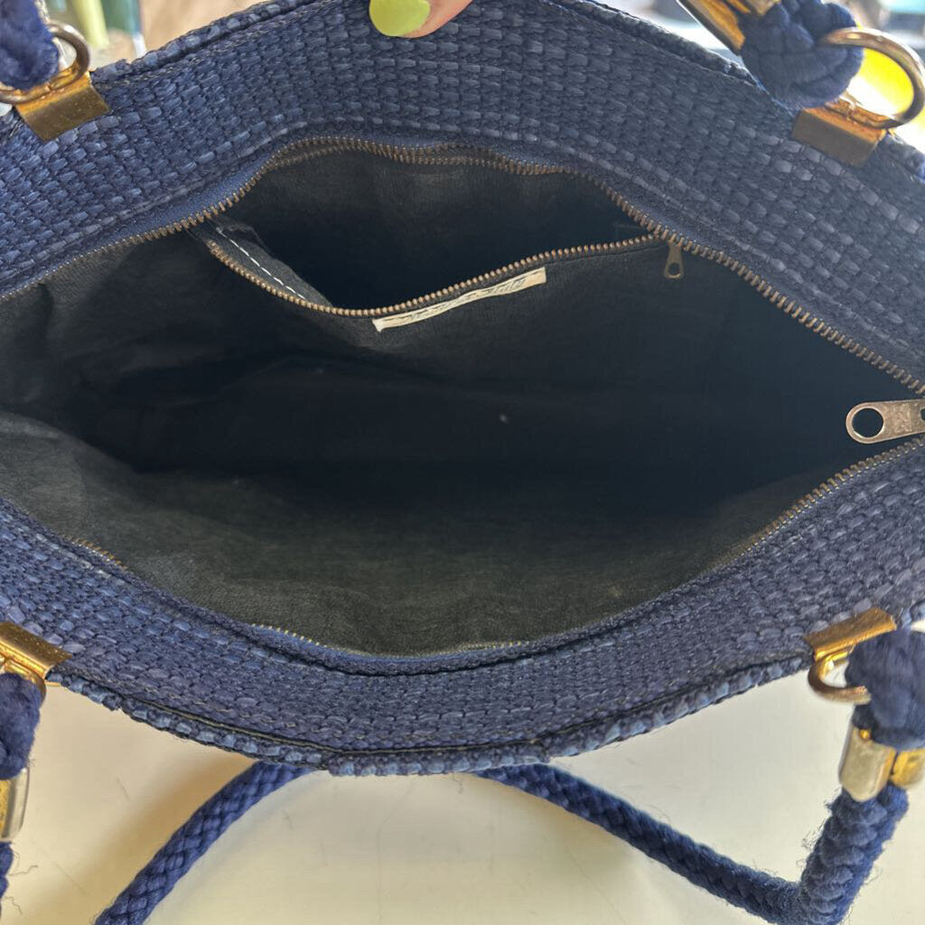 Vintage Creazioni Alma Navy Woven Purse