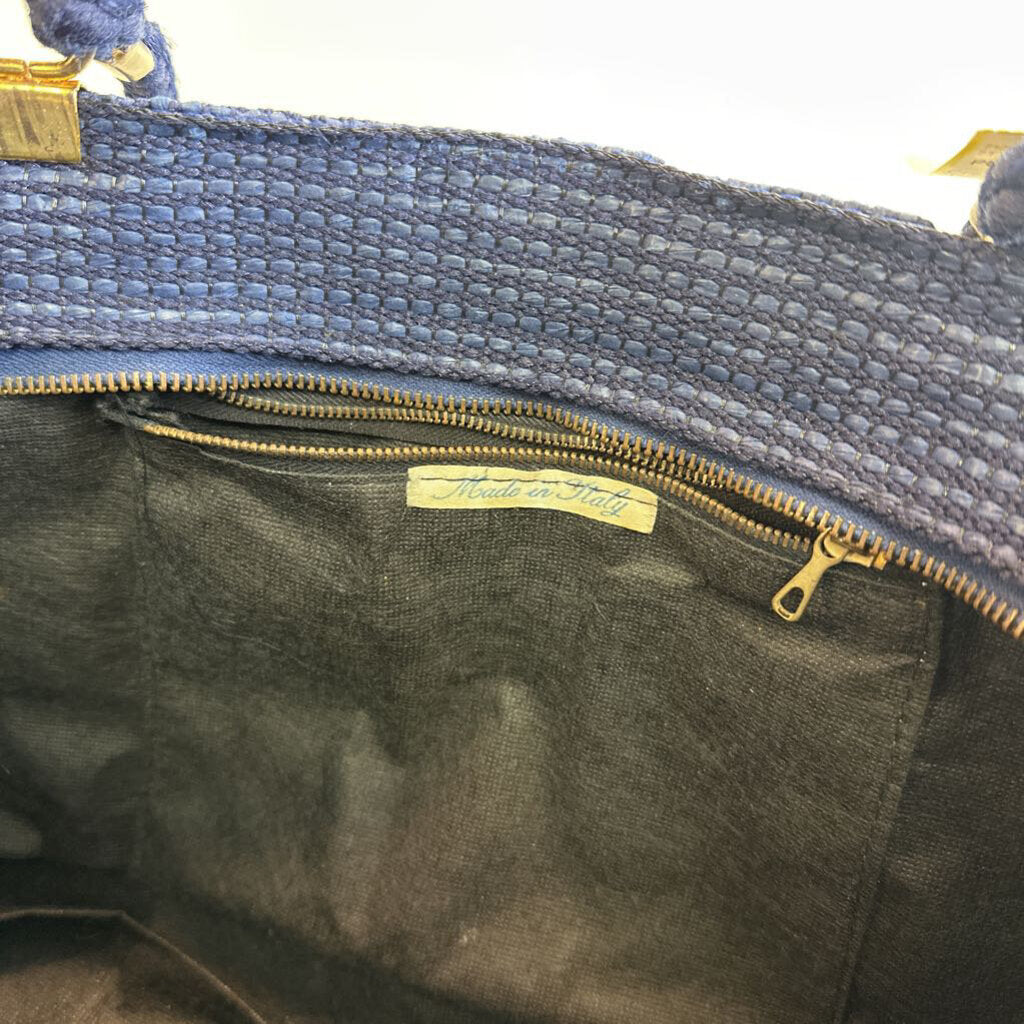 Vintage Creazioni Alma Navy Woven Purse