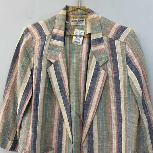 Vintage Alfred Dunner Beige/ Multi Striped Blazer Jacket 14
