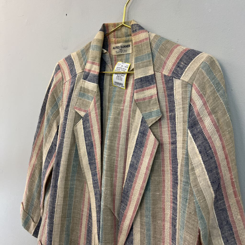 Vintage Alfred Dunner Beige/ Multi Striped Blazer Jacket 14