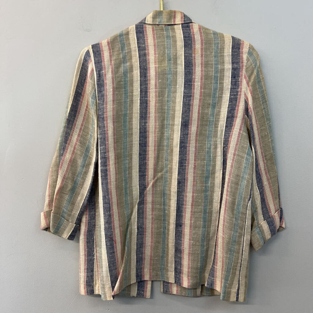 Vintage Alfred Dunner Beige/ Multi Striped Blazer Jacket 14