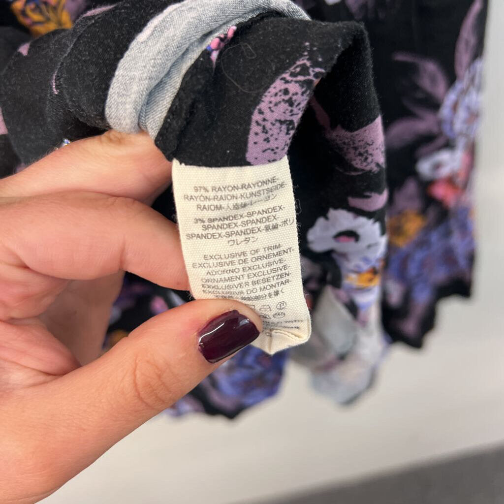 Free People Black/ Multi Print Mini Dress Small