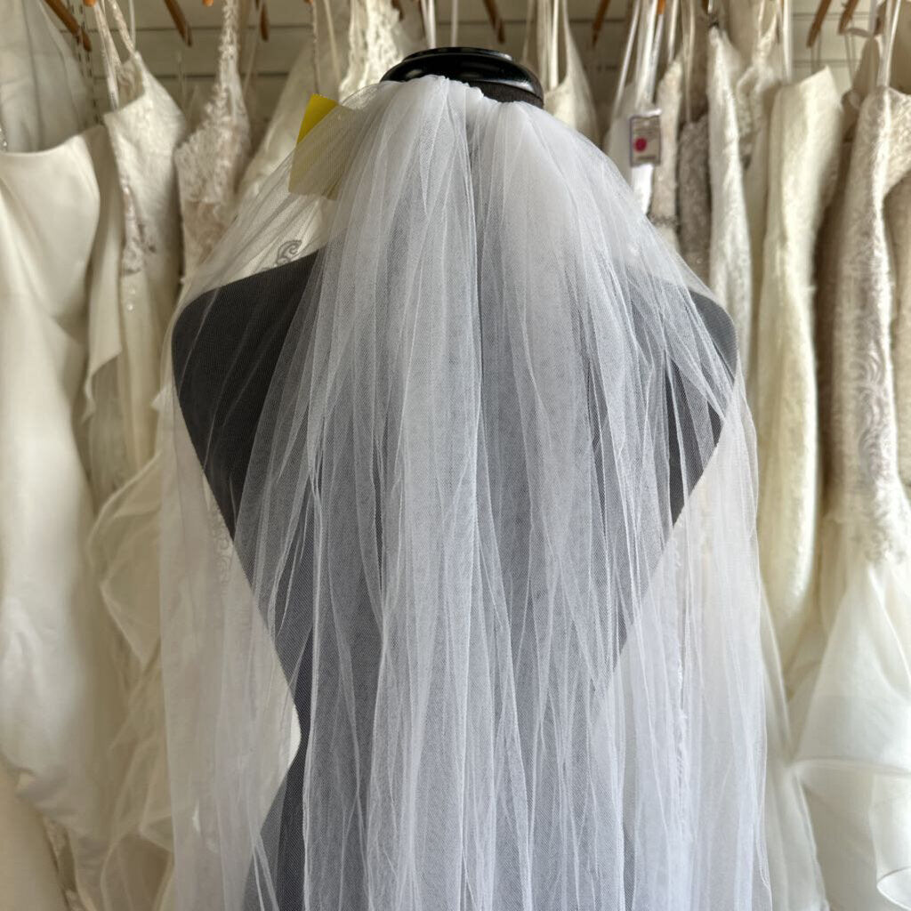 Diamond White Embroidered Lace Edge Cathedral Length Veil