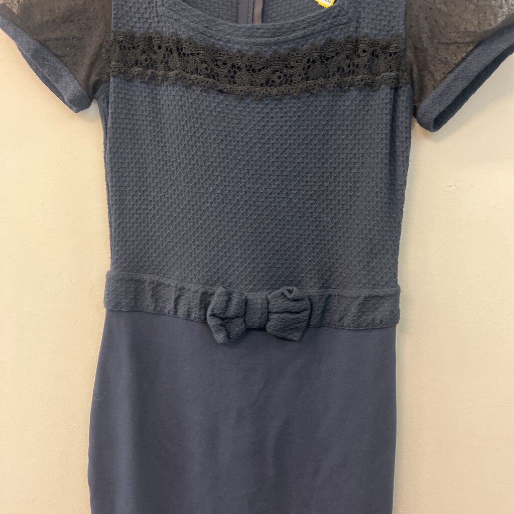 Red Valentino Navy Short Sleeve Bow Waist Dress Small