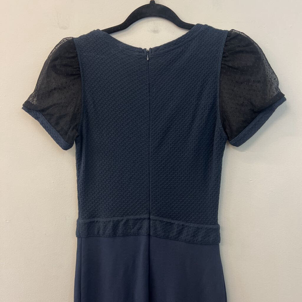 Red Valentino Navy Short Sleeve Bow Waist Dress Small
