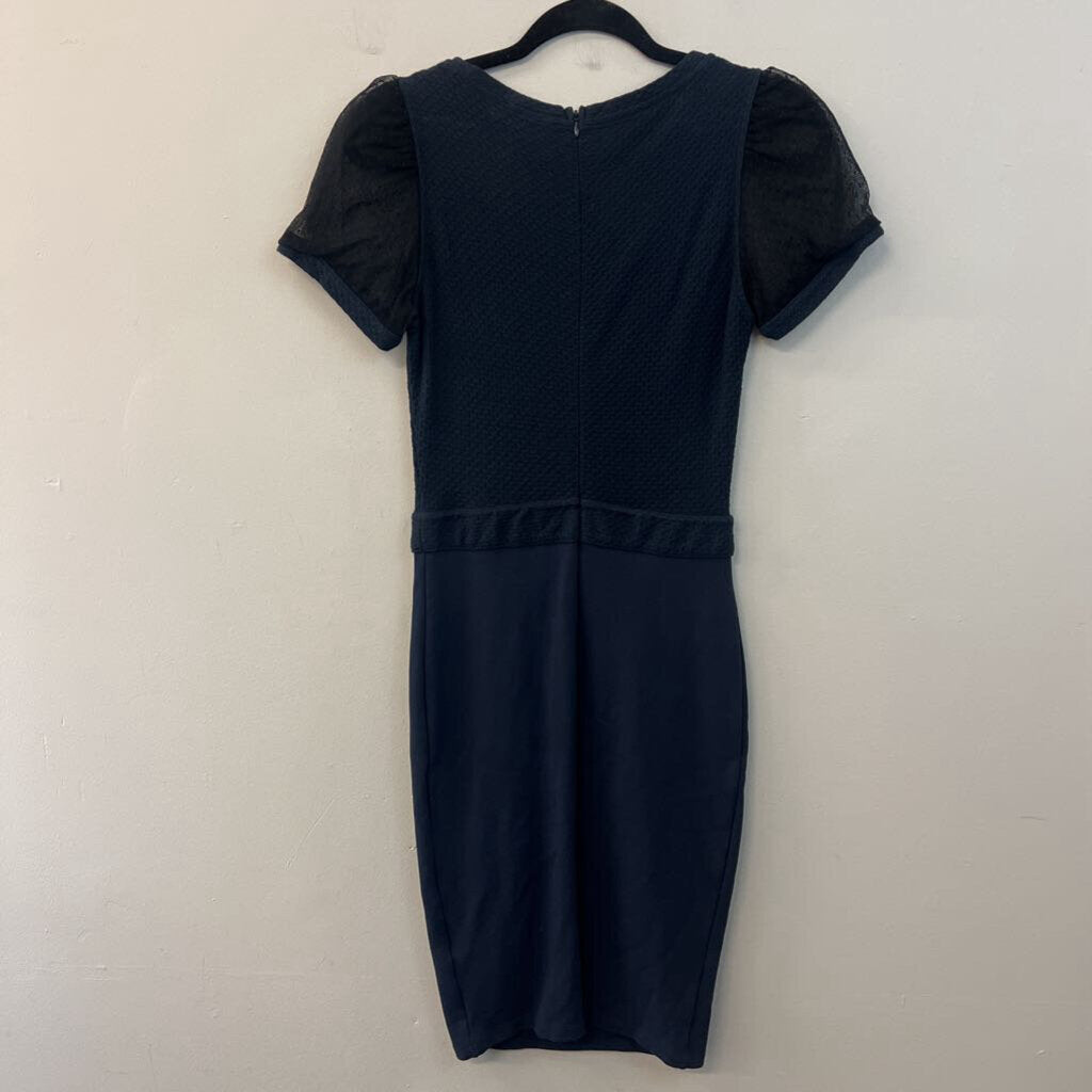 Red Valentino Navy Short Sleeve Bow Waist Dress Small