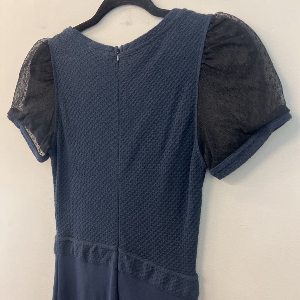Red Valentino Navy Short Sleeve Bow Waist Dress Small