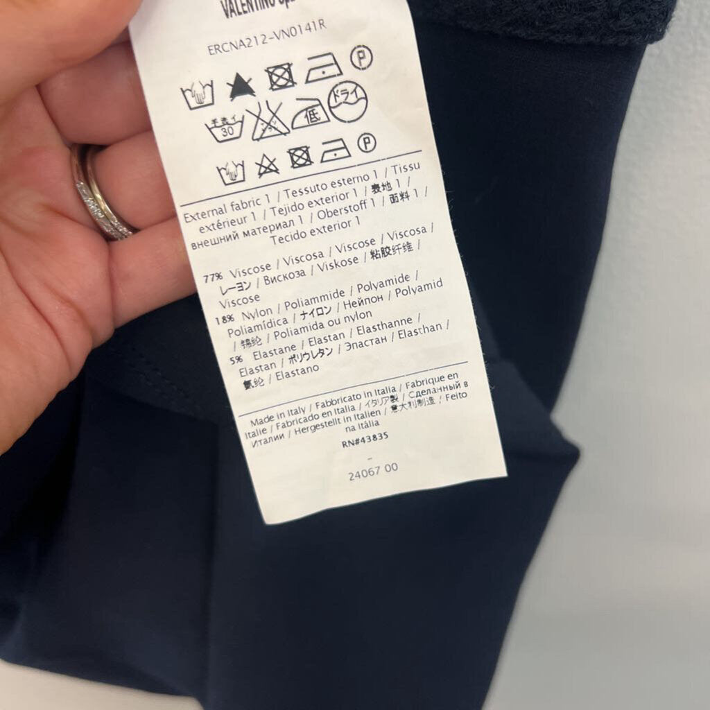 Red Valentino Navy Short Sleeve Bow Waist Dress Small