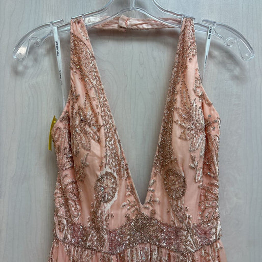 Sherri Hill Pink Beaded Print Halter Neck Short Formal Dress 2