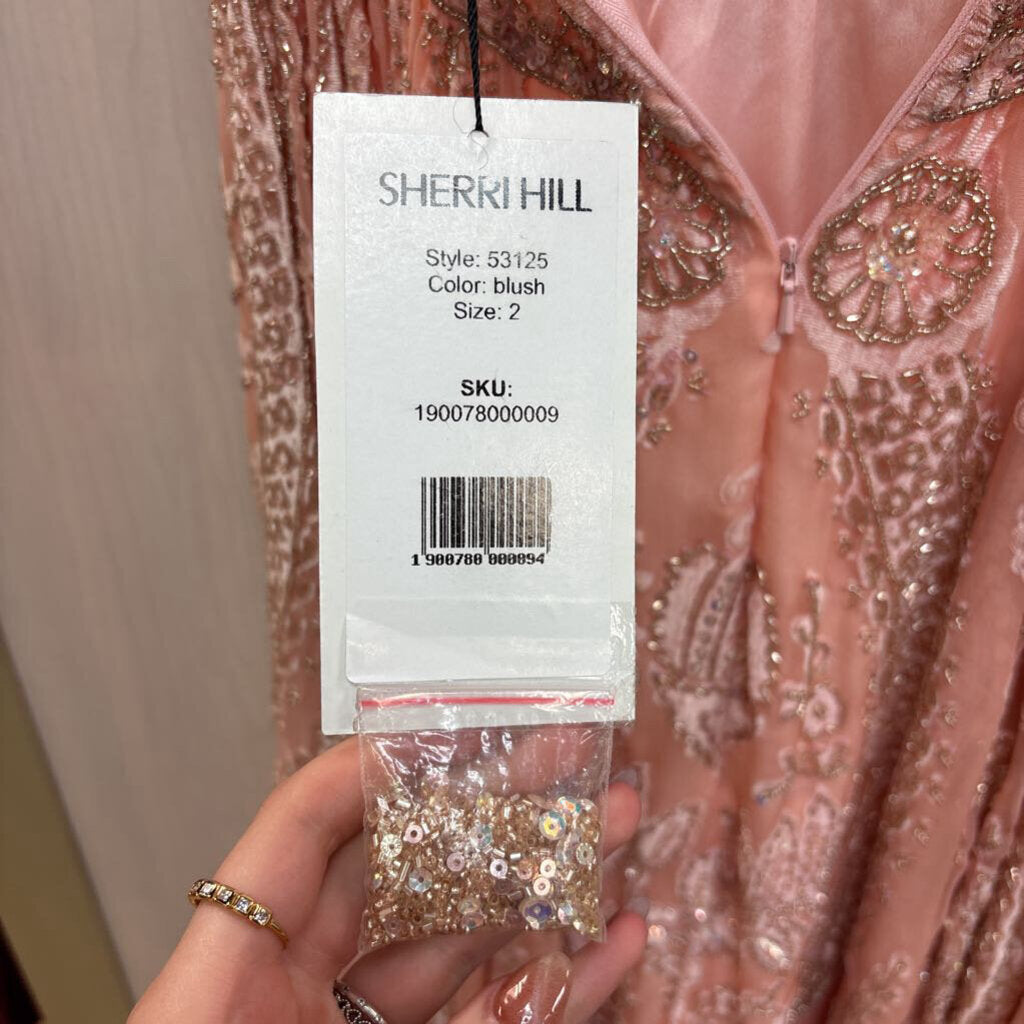 Sherri Hill Pink Beaded Print Halter Neck Short Formal Dress 2