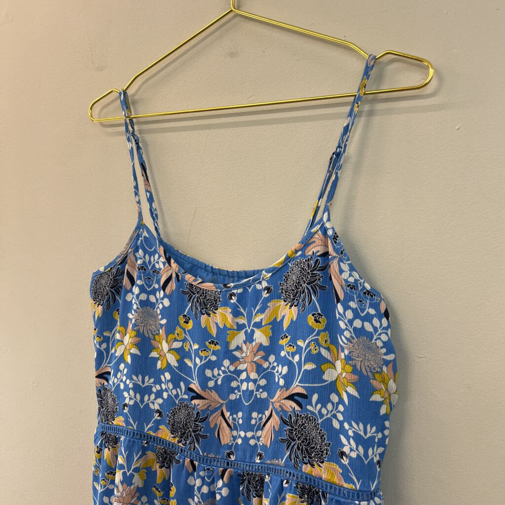 Finn and Grace Blue/ Multi Print Tiered Dress Large