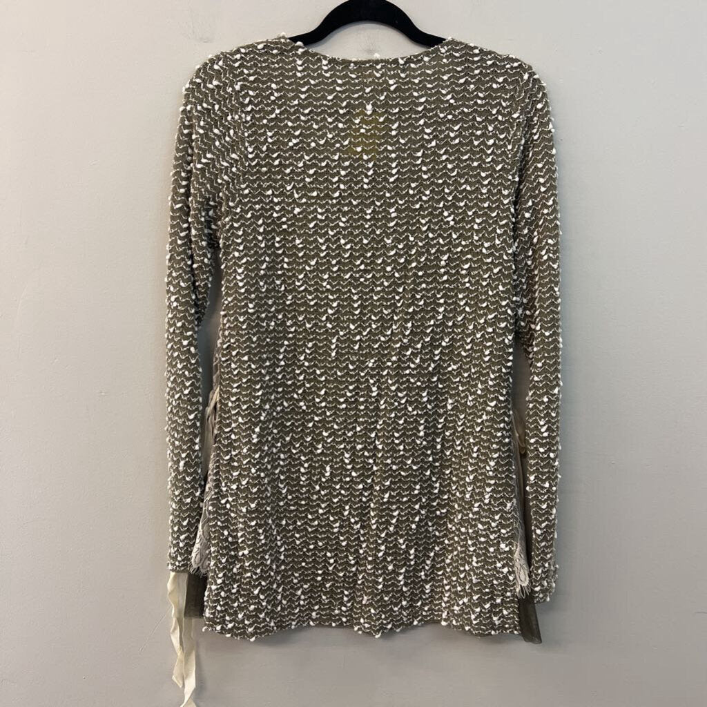 Altar'd State Green/ White Knit Long Sleeve Sweater Top Small