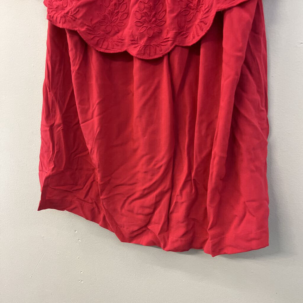 Loft Pink Embroidered Off Shoulder Top Medium