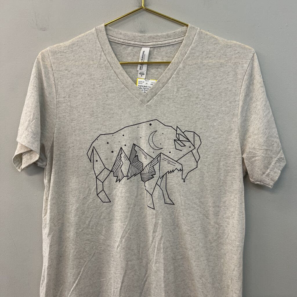 Bella Canvas Grey/ Black Print Short Sleeve Graphic Tee Medium