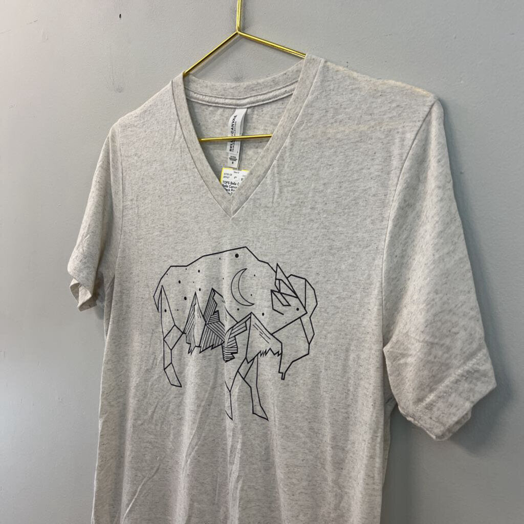 Bella Canvas Grey/ Black Print Short Sleeve Graphic Tee Medium