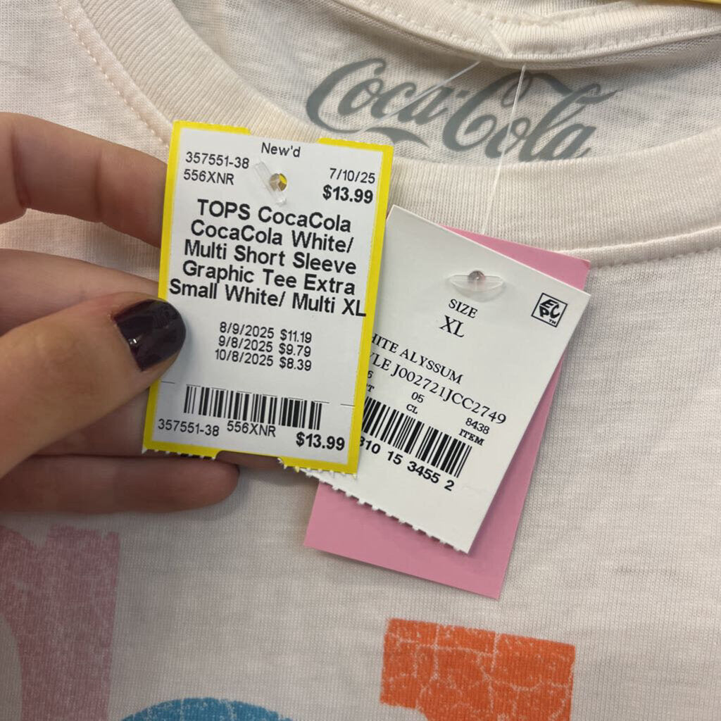CocaCola White/ Multi Short Sleeve Graphic Tee Extra Small