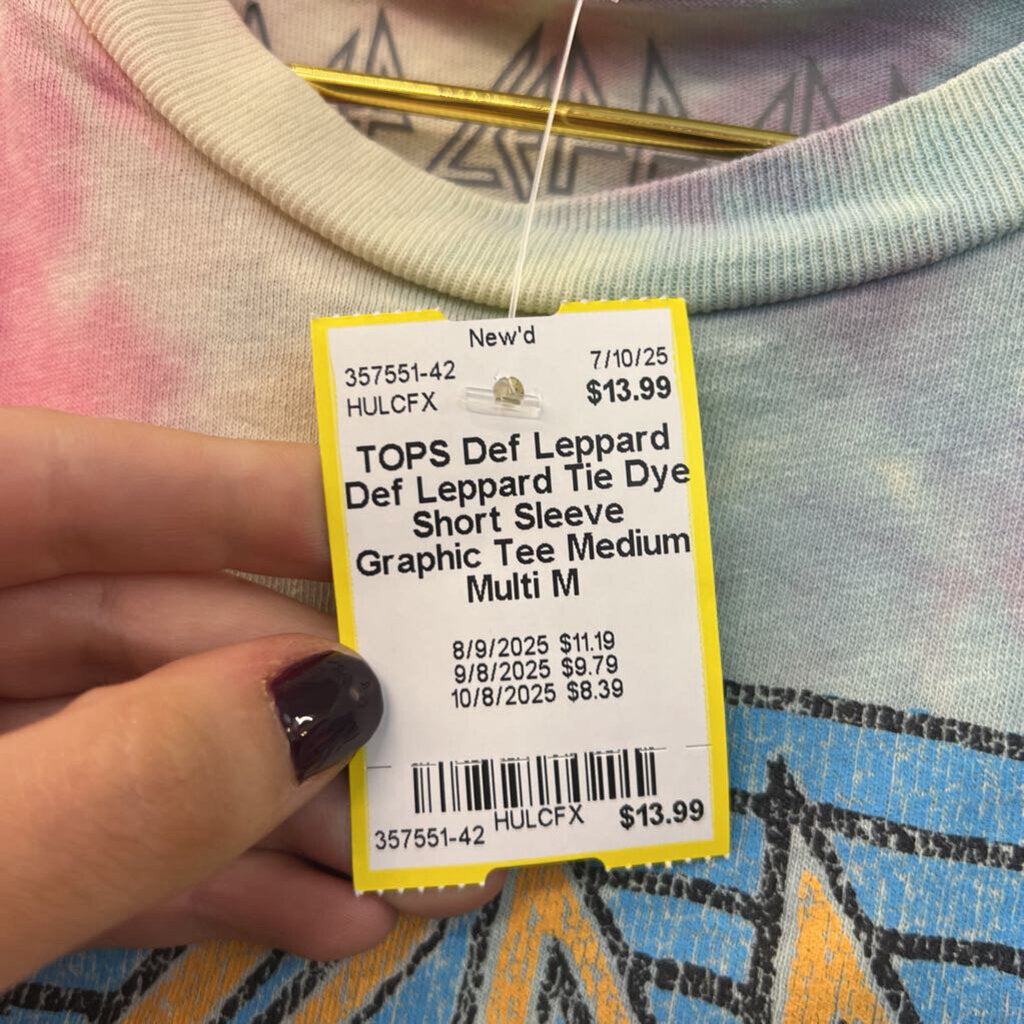 Def Leppard Tie Dye Short Sleeve Graphic Tee Medium