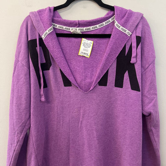 Pink Purple/ Black Long Sleeve Hooded Pullover Large