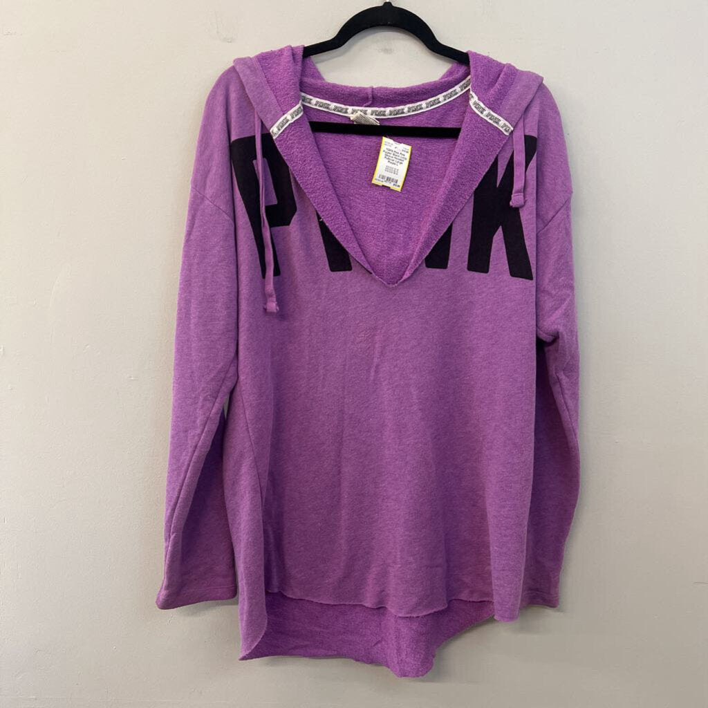 Pink Purple/ Black Long Sleeve Hooded Pullover Large