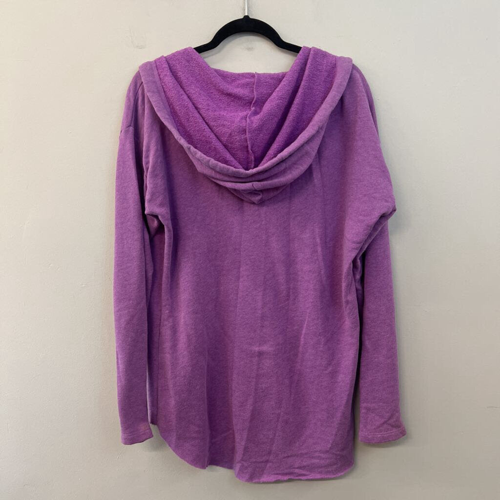 Pink Purple/ Black Long Sleeve Hooded Pullover Large