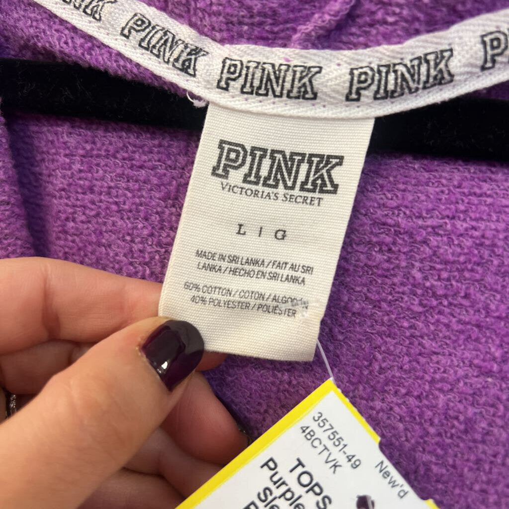 Pink Purple/ Black Long Sleeve Hooded Pullover Large