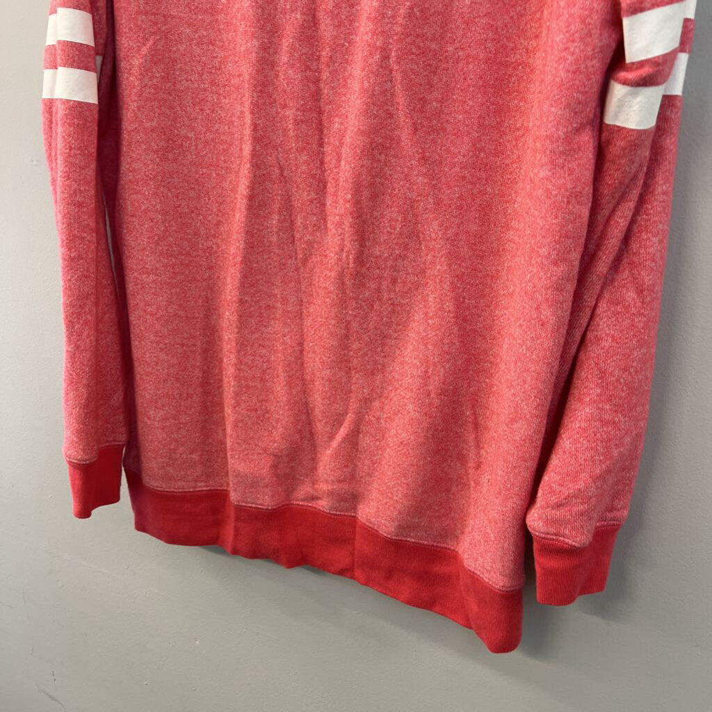Pink Pink Long Sleeve V Neck Pullover Medium