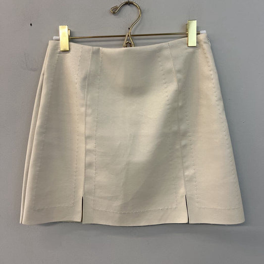 ALYA Cream Leather Mini Skirt Extra Small