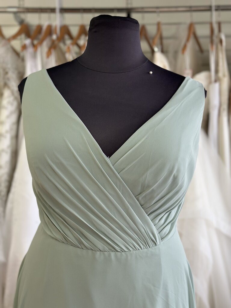 DB Studio Sage Green V Neck Chiffon Long Formal Dress 22