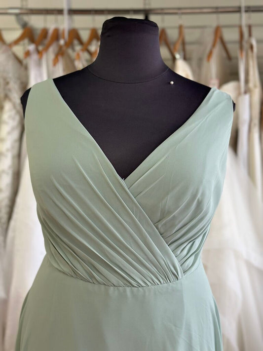 DB Studio Sage Green V Neck Chiffon Long Formal Dress 22