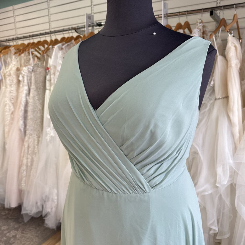 DB Studio Sage Green V Neck Chiffon Long Formal Dress 22