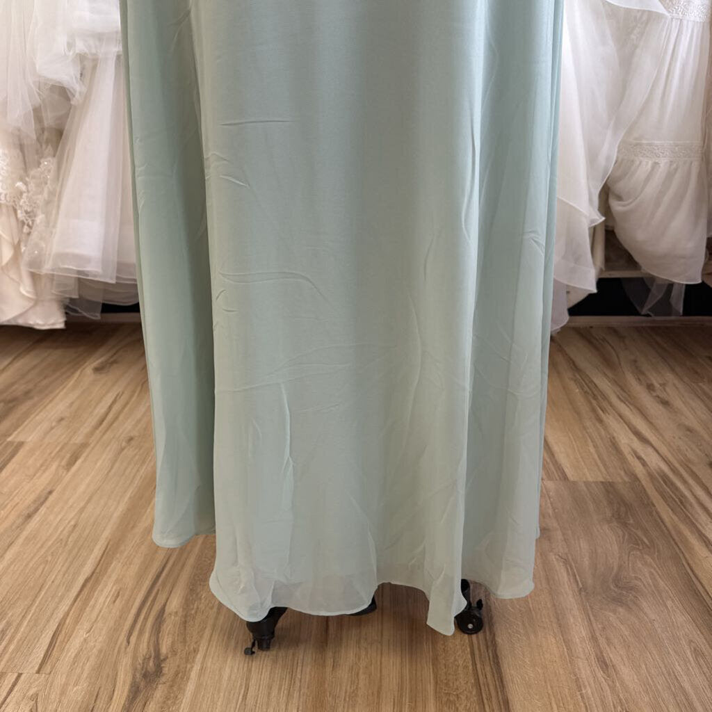DB Studio Sage Green V Neck Chiffon Long Formal Dress 22