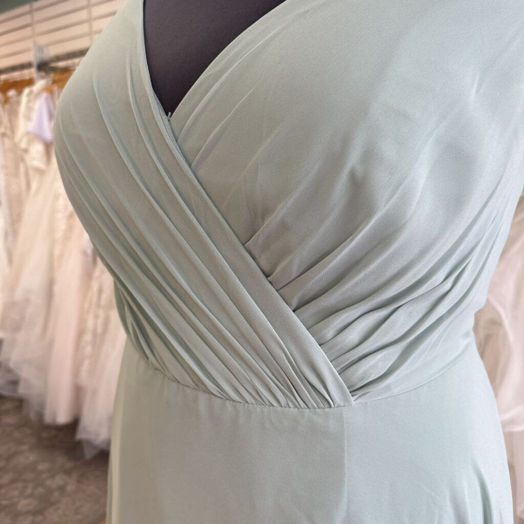 DB Studio Sage Green V Neck Chiffon Long Formal Dress 22
