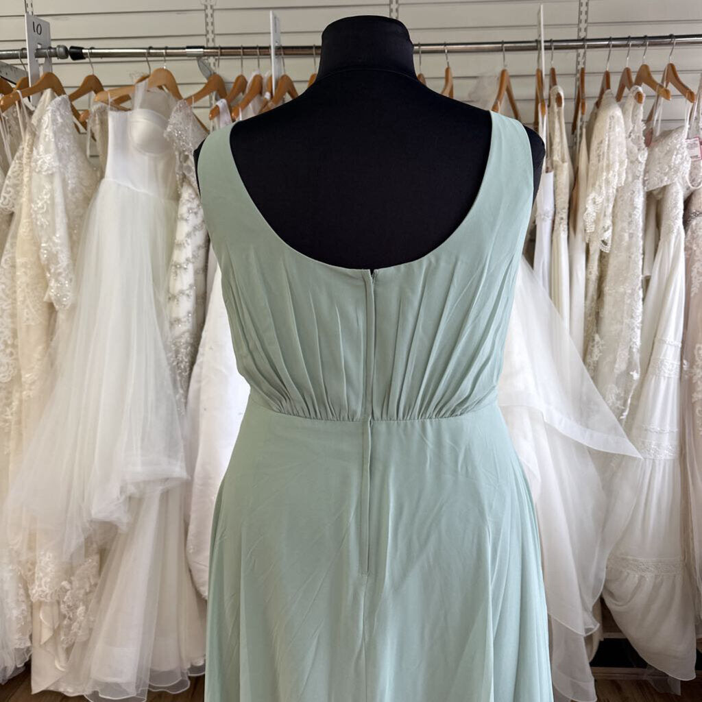 DB Studio Sage Green V Neck Chiffon Long Formal Dress 22