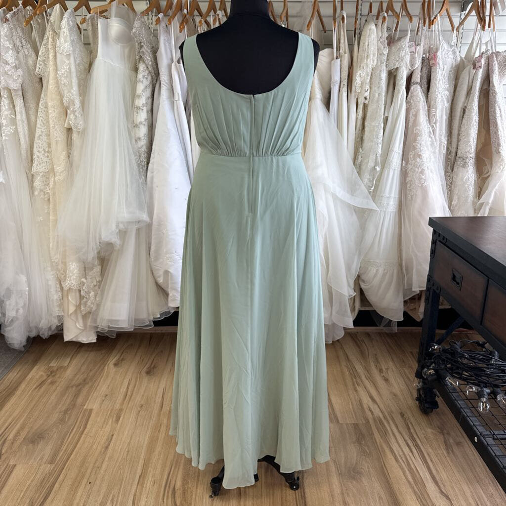 DB Studio Sage Green V Neck Chiffon Long Formal Dress 22