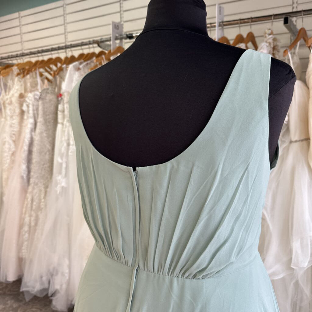 DB Studio Sage Green V Neck Chiffon Long Formal Dress 22