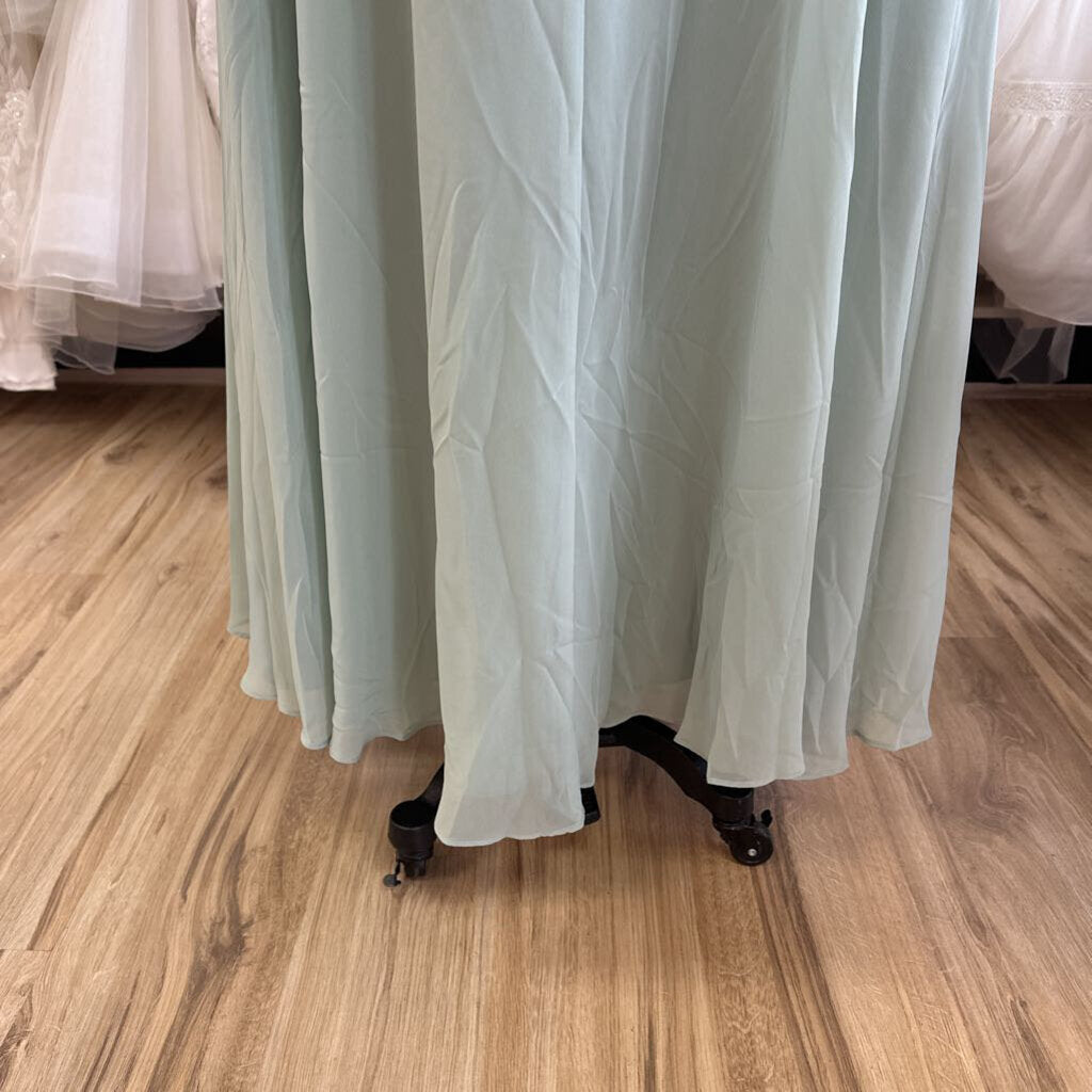 DB Studio Sage Green V Neck Chiffon Long Formal Dress 22