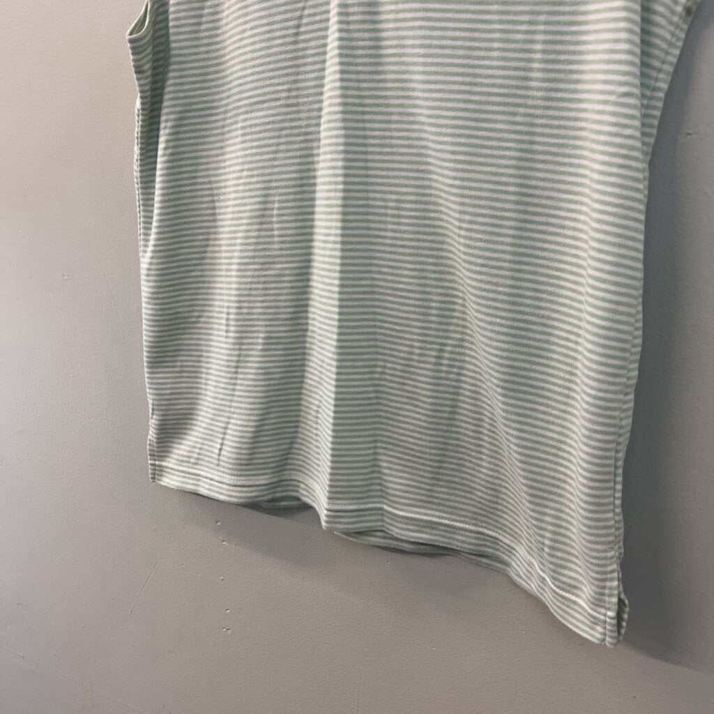 Green/ White Striped Collared Tank Top Medium