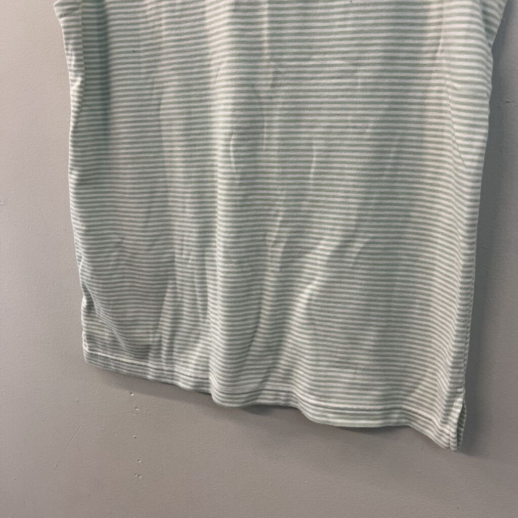 Green/ White Striped Collared Tank Top Medium