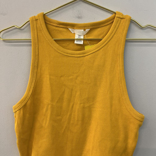 Yellow Ribbed Cropped Tank Top Medium