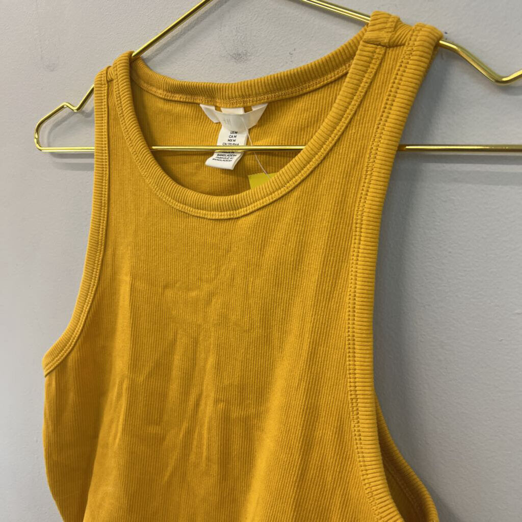 Yellow Ribbed Cropped Tank Top Medium