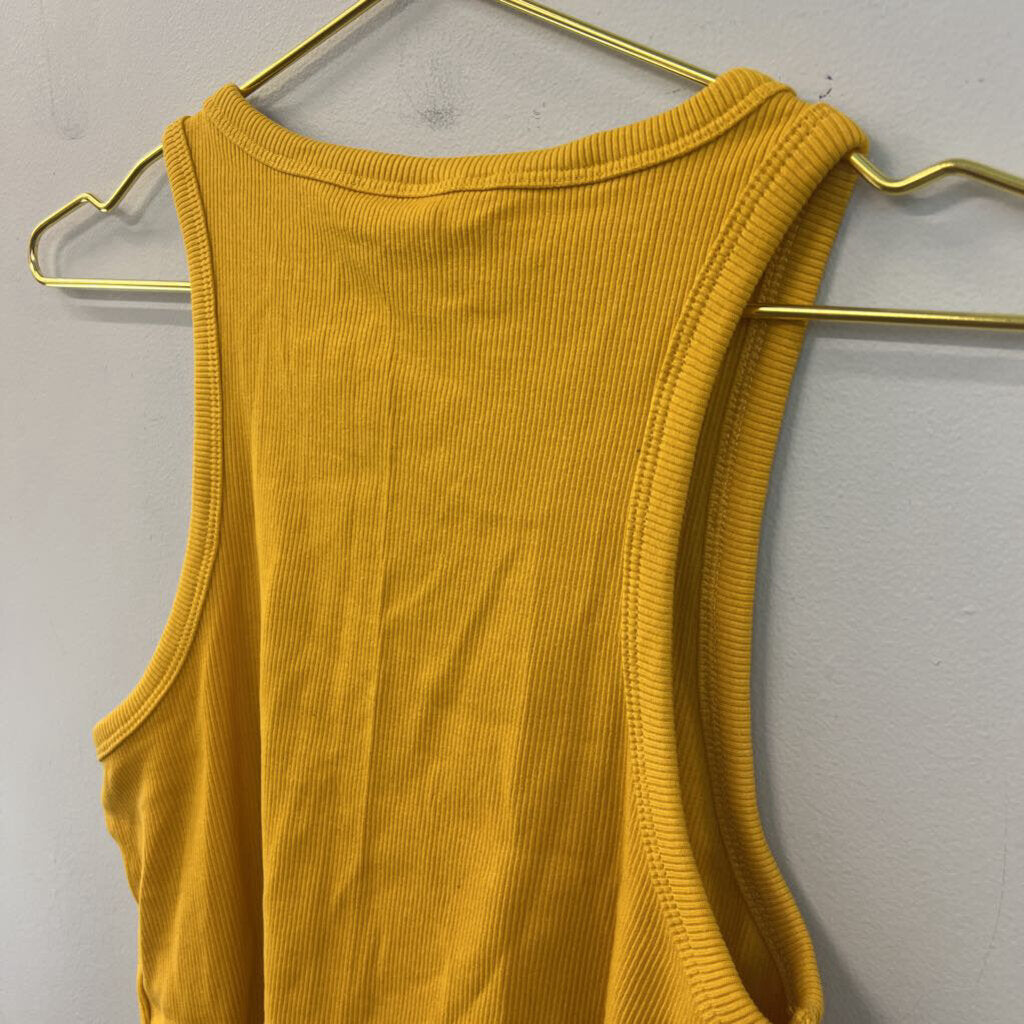Yellow Ribbed Cropped Tank Top Medium