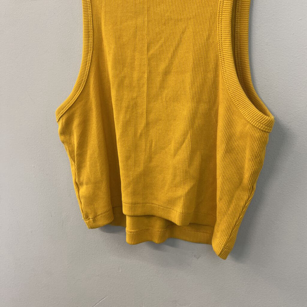 Yellow Ribbed Cropped Tank Top Medium