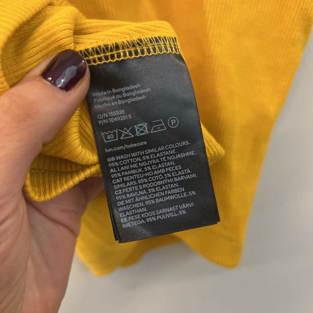 Yellow Ribbed Cropped Tank Top Medium