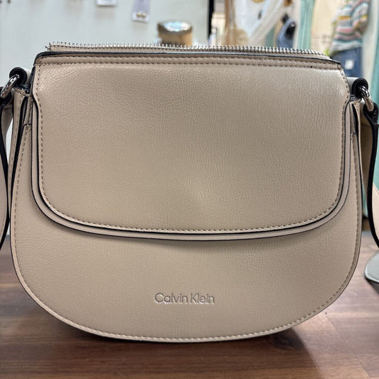 Calvin Klein Beige Leather Bella Crossbody Purse