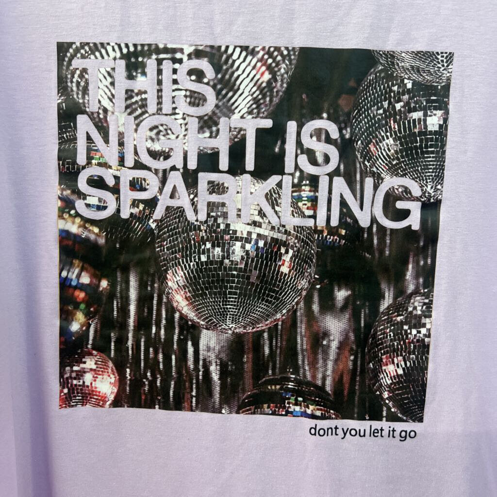 Purple "This Night Is Sparkling" Short Sleeve Graphic Tee Medium