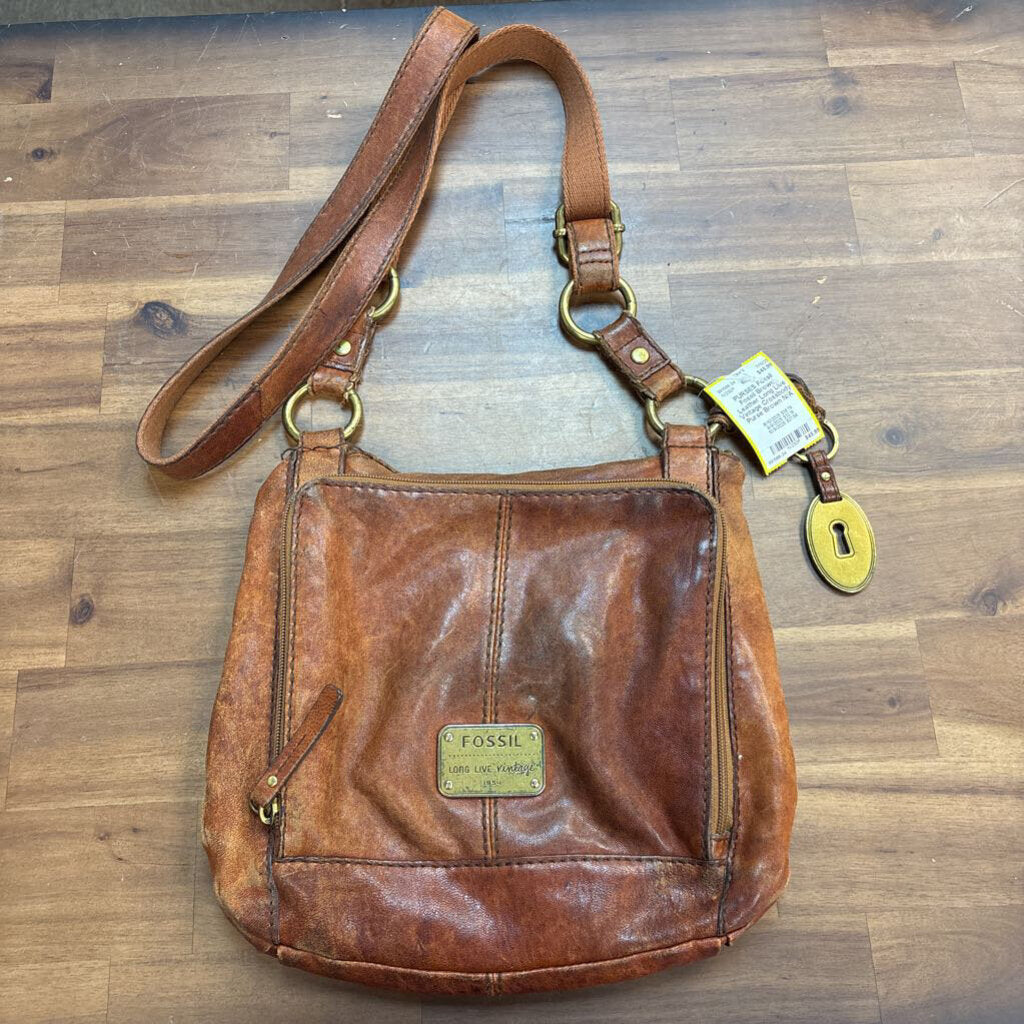 Fossil Brown Leather Long Live Vintage Crossbody Purse