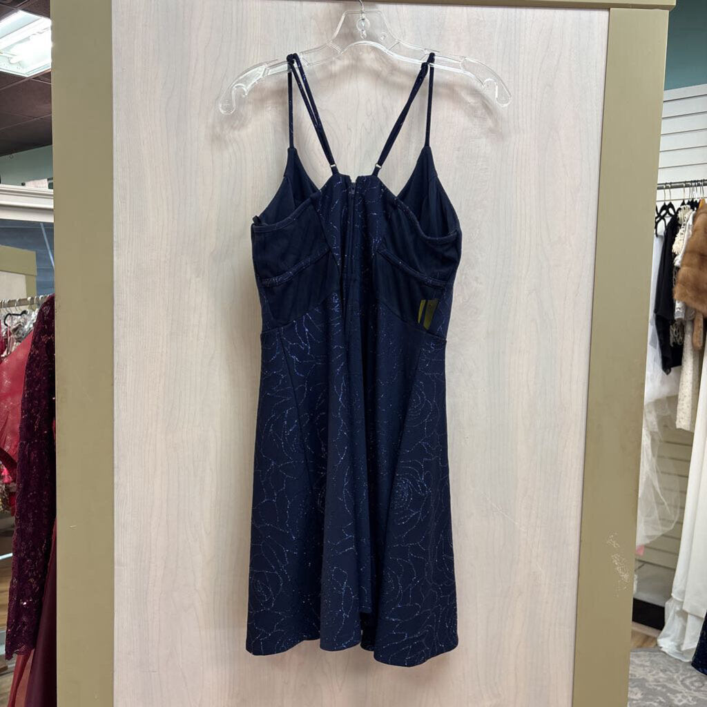 City Studio Navy Sparkle Print Short Formal Dress 11/12