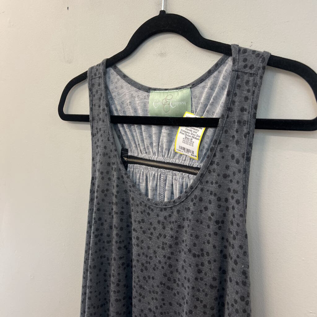 Camille and Company Grey Dot Print Dress Medium